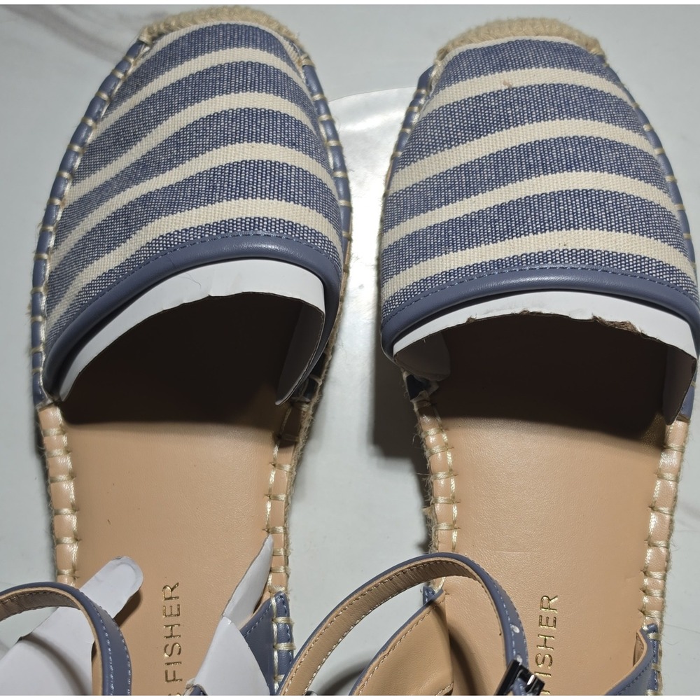 Marc Fisher Women's‎ Blue/Beige Striped Espadrille Sandals Buckle US 8.5